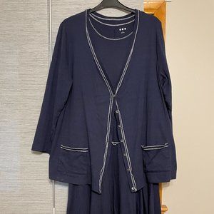 Three Dots Cotton Dress and Cardigan Plus Size